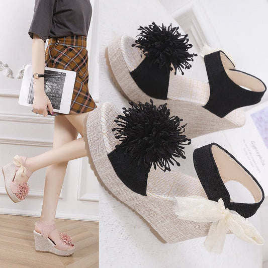 Plus Size Sandals Women's Platform Wedge Peep Toe Korean Style Platform $40.94 Dana Fashion Color: Beige Size: 35 Women's shoes Product information: Lining material: PU Scaffold shape: round head Color: black, pink, beige Upper material: cloth cover Size: