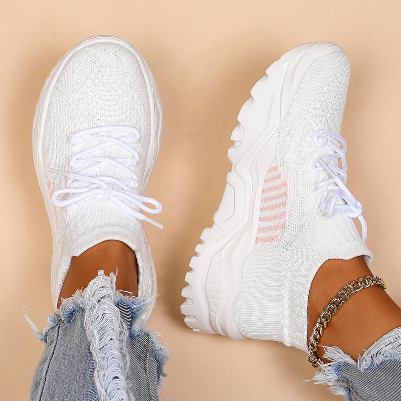 Plus Size Sports Breathable Flyknit Socks Shoes $49.31 Dana Fashion Color: Pink Size: 36 Women's shoes Product information: Pattern: solid color Toe holder shape: round head Color: Pink Shoe Upper material: Mesh Heel height: mid heel (3-5CM) Size: 36, 37,