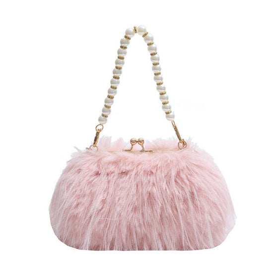 Plush Bag Sweet Girl Portable $45.48 Dana Fashion Color: Pink Women's Bags Product information: Color: Rose Red, black, white, pink, blue, khaki Hardness: soft Material: Plush Suitcase shape: Horizontal Square Number of shoulder straps: Single Size: Packi