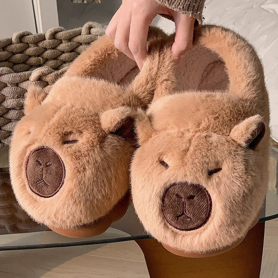 Plush Capybara Slippers Comfortable Slip-on House Shoes Non-Slip Fluffy Couple Slippers Furry Animal Slippers For Indoor Bedroom $45.54 Dana Fashion Size: 26to27 Women's shoes