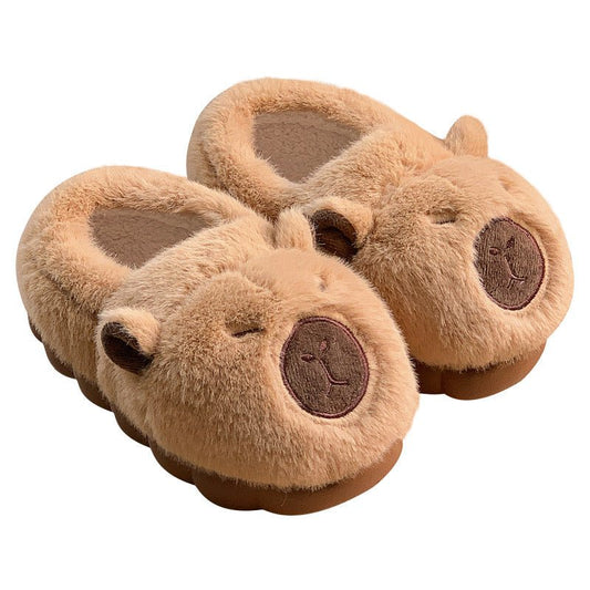 Plush Capybara Slippers Comfortable Slip-on House Shoes Non-Slip Fluffy Couple Slippers Furry Animal Slippers For Indoor Bedroom $45.54 Dana Fashion Size: 26to27 Women's shoes