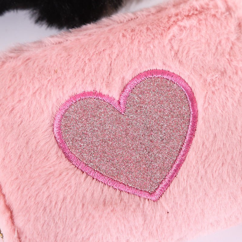 Plush Coin Purse Love Embroidered Zipper $19.00 Dana Fashion Color: Beige Women's Bags Product information: Color: pink love embroidered short zipper wallet, beige love embroidered short zipper wallet, black love embroidered short zipper wallet, blue lovi