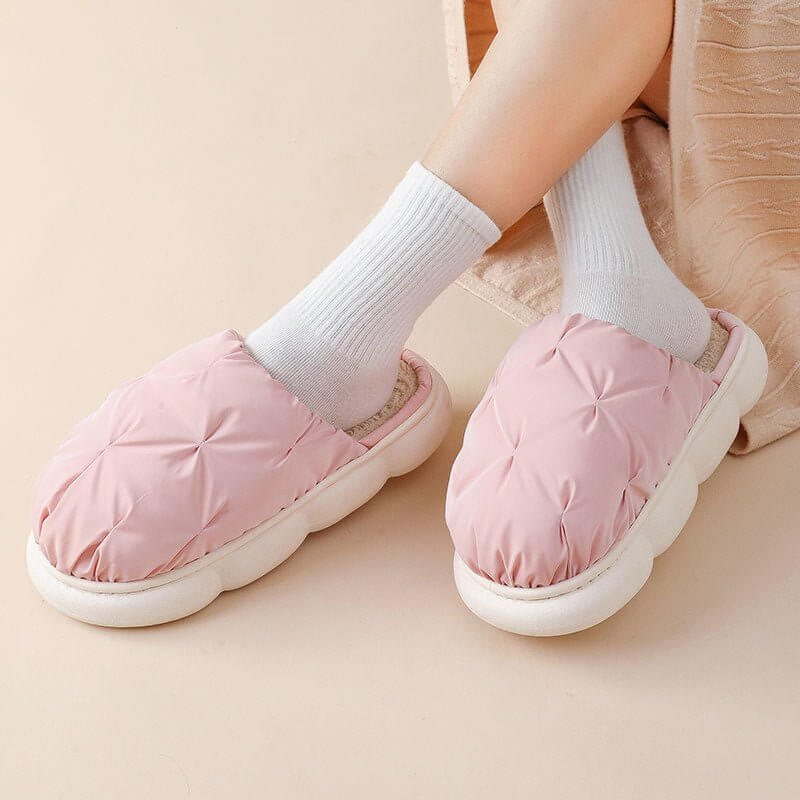 Plush Cotton Indoor Leisure Thick Bottom Waterproof Slippers $48.50 Dana Fashion Color: Green Size: 36to37 Women's shoes Product information: Color: sky blue, green, navy blue, dark gray Heel height: about 3cm Heel shape: no heel Size: 36-37,38-39,40-41,4