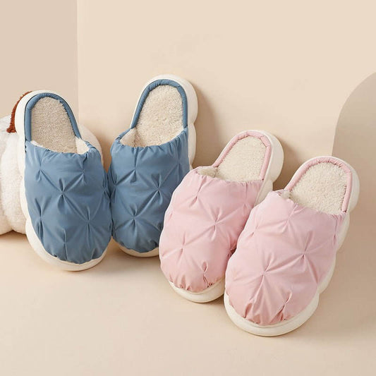 Plush Cotton Indoor Leisure Thick Bottom Waterproof Slippers $48.50 Dana Fashion Color: Green Size: 36to37 Women's shoes Product information: Color: sky blue, green, navy blue, dark gray Heel height: about 3cm Heel shape: no heel Size: 36-37,38-39,40-41,4
