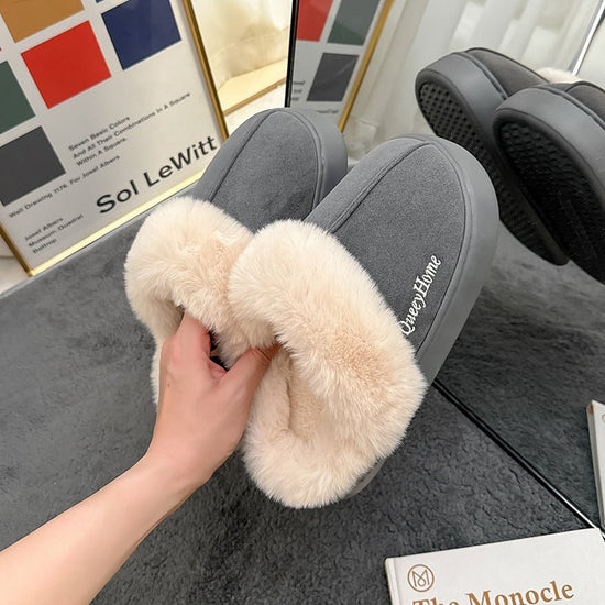 Plush Cotton Slippers Women's Autumn And Winter Warm $39.90 Dana Fashion Color: Brown Size: 36to37 Women's shoes Product information: Inner material: artificial wool Applicable sports: Universal Color: dark gray, dark coffee, khaki, Brown Upper height: lo