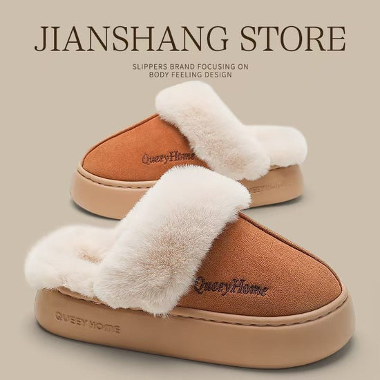 Plush Cotton Slippers Women's Autumn And Winter Warm $39.90 Dana Fashion Color: Brown Size: 36to37 Women's shoes Product information: Inner material: artificial wool Applicable sports: Universal Color: dark gray, dark coffee, khaki, Brown Upper height: lo
