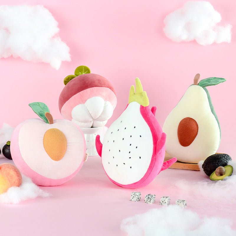 Plush fruit pillow toys creative Cushion Pillow Kawaii Fruit Peaches Stuffed Doll Toys For Children Birthday Gift $33.59 Dana Fashion Color: Avocado Size: L Toys & Hobbies Overview This plush toy made of soft cotton. The size is perfect for cuddling, with