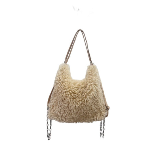 Plush Hand-carrying Bag Shoulder Large Capacity $58.37 Dana Fashion Color: Black Women's Bags Product information: Color: white, gray, khaki, camel, black Hardness: soft Material: Plush Suitcase shape: square vertical model Popular elements: sequins, maca