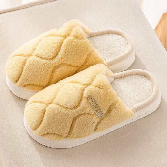 Plush Slippers Winter For Women Indoor Floor Bedroom Home Slipper Warm Solid House Shoes Men Couple $29.50 Dana Fashion Color: Yellow Size: 36to37 Women's shoes Overview: Unique design, stylish and beautiful. Good material, comfortable feet. A variety of