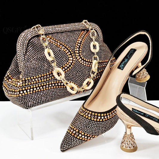 Pointed Toe Women's Shoes And Bags Suit Low-cut $169.90 Dana Fashion Color: Blue Size: 38 Women's shoes Product information: Toe bracket shape: Tip Color: pink, dark brown, Violet, gold, green, blue, sky blue, wine red Shoe Upper material: synthetic leath