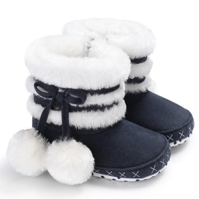 Pom Pom Winter Booties $19.97 Dana Fashion Color: Dark blue size: 11CM Baby & Mother Are you looking for the cutest winter booties for your tot? The Pom Pom Winter Booties are perfect! Featuring a wide toe box for a comfy fit, flexible suede uppers for mo