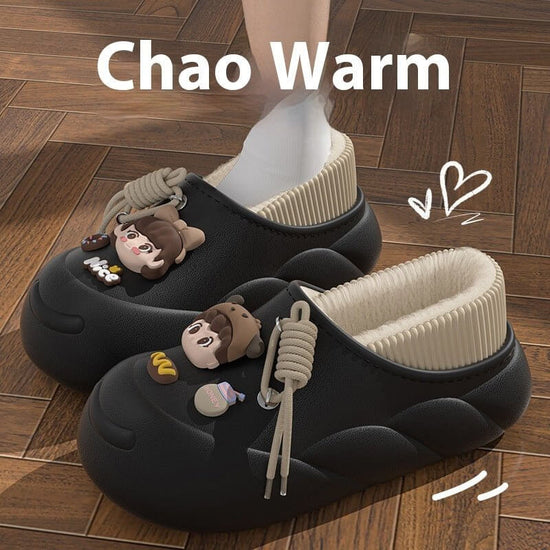 Poop Feeling Winter In Stock Soft Bottom Cartoon Waterproof Toe Cap Cotton Slippers $39.90 Dana Fashion Color: Black Bag Heel Size: 36to37 Women's shoes Product information: Inner material: artificial wool Color: orange, black, brown, beige, orange-[bag h