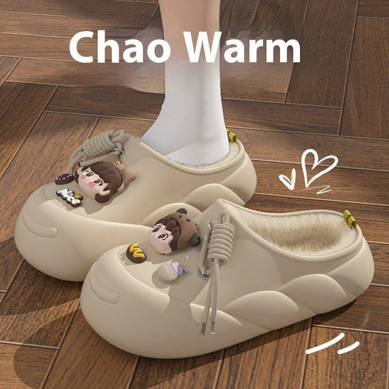 Poop Feeling Winter In Stock Soft Bottom Cartoon Waterproof Toe Cap Cotton Slippers $39.90 Dana Fashion Color: Beige Bag Heel Size: 36to37 Women's shoes Product information: Inner material: artificial wool Color: orange, black, brown, beige, orange-[bag h