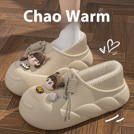 Poop Feeling Winter In Stock Soft Bottom Cartoon Waterproof Toe Cap Cotton Slippers $39.90 Dana Fashion Color: Beige Bag Heel Size: 36to37 Women's shoes Product information: Inner material: artificial wool Color: orange, black, brown, beige, orange-[bag h