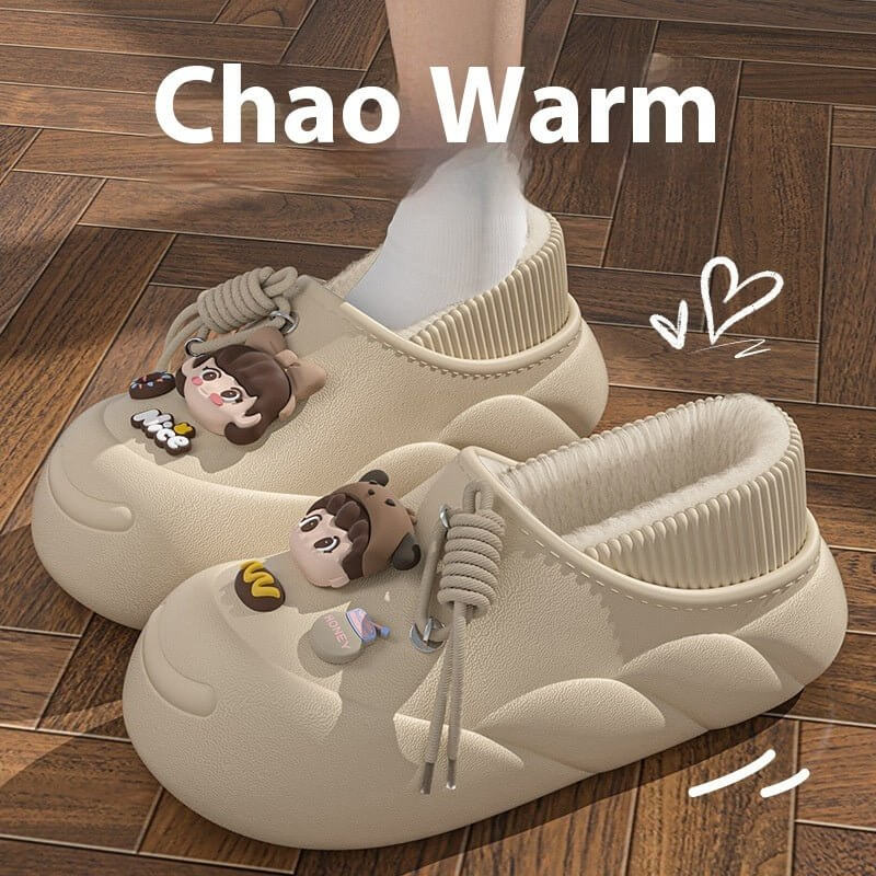 Poop Feeling Winter In Stock Soft Bottom Cartoon Waterproof Toe Cap Cotton Slippers $39.90 Dana Fashion Color: Beige Bag Heel Size: 36to37 Women's shoes Product information: Inner material: artificial wool Color: orange, black, brown, beige, orange-[bag h