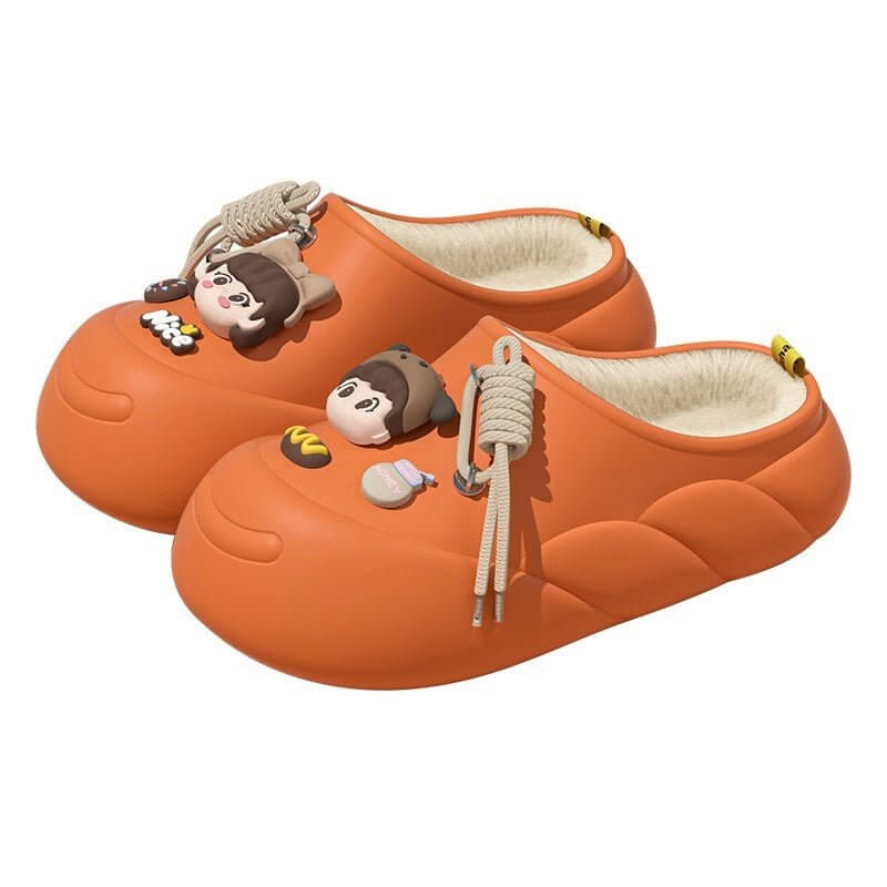 Poop Feeling Winter In Stock Soft Bottom Cartoon Waterproof Toe Cap Cotton Slippers $39.90 Dana Fashion Color: Beige Bag Heel Size: 36to37 Women's shoes Product information: Inner material: artificial wool Color: orange, black, brown, beige, orange-[bag h