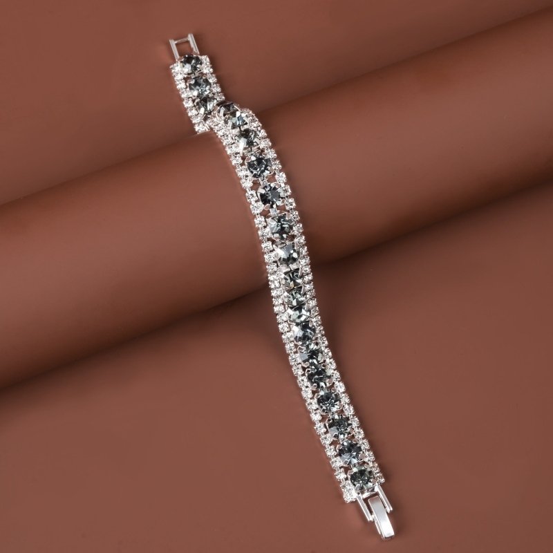 Popular Ornament Roman Rhinestone Bracelet $15.00 Dana Fashion Color: Silver Gray Women's Accessories Product information: Color: green, blue, white, silver sapphire blue, gray, AB color, Brown, Golden Green, grass green, Golden Rose Red, Golden white dia