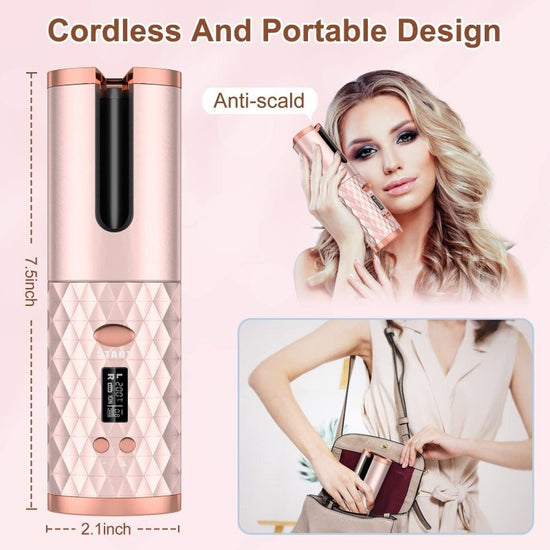 Portable Automatic Hair Curler, Ceramic Rotating Wireless Auto Curling Iron Wand, Portable USB Rechargeable Spin Curler For Hair Styling $90.54 Dana Fashion Color: Pink Beauty Tools This product description outlines the features of a portable, cordless au