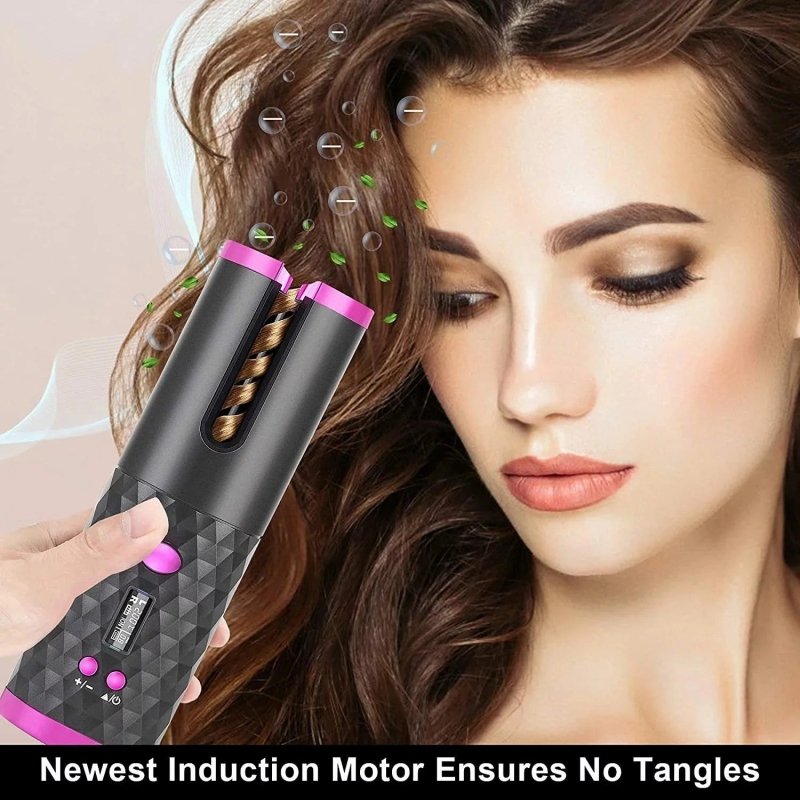 Portable Automatic Hair Curler, Ceramic Rotating Wireless Auto Curling Iron Wand, Portable USB Rechargeable Spin Curler For Hair Styling $90.54 Dana Fashion Color: Pink Beauty Tools This product description outlines the features of a portable, cordless au