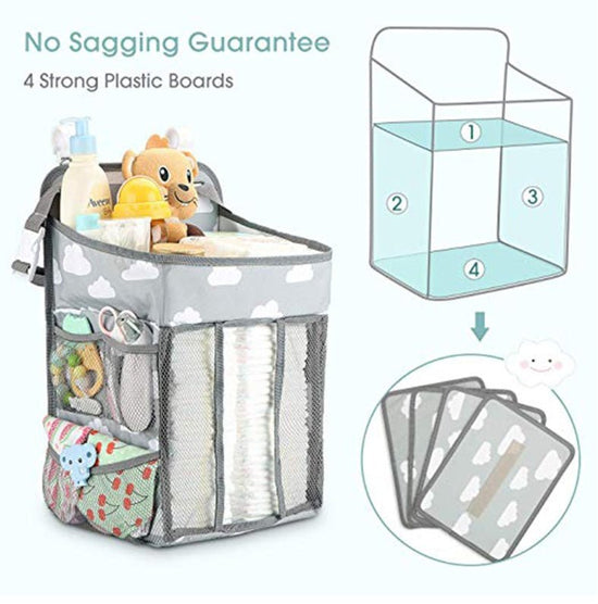 Portable Baby Crib Organizer Bed Hanging Bag $57.56 Dana Fashion Color: Gray Baby Clothing Overview Multifunctional bed hanging storage bags can be equipped with baby clothes, care products, urine pads, baby bottles, tissue box toys, etc. Store all the su