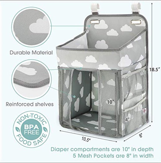Portable Baby Crib Organizer Bed Hanging Bag $57.56 Dana Fashion Color: Gray Baby Clothing Overview Multifunctional bed hanging storage bags can be equipped with baby clothes, care products, urine pads, baby bottles, tissue box toys, etc. Store all the su