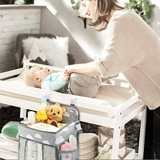 Portable Baby Crib Organizer Bed Hanging Bag $57.56 Dana Fashion Color: Gray Baby Clothing Overview Multifunctional bed hanging storage bags can be equipped with baby clothes, care products, urine pads, baby bottles, tissue box toys, etc. Store all the su