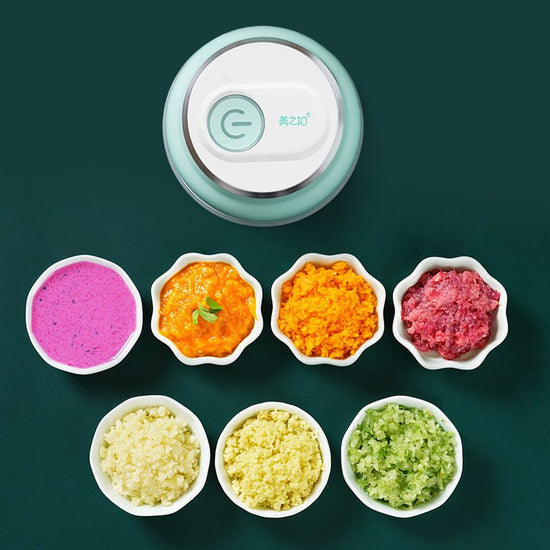 Portable Electric Mini Garlic Cutter Masher Vegetable Fruit Meat Food Chopper Grinder $59.48 Dana Fashion Color: 150ml Dana's Kitchen Overview: 1. This product is easy to use, just press the top button to automatically stir, eliminating the trouble of han