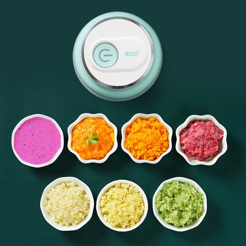 Portable Electric Mini Garlic Cutter Masher Vegetable Fruit Meat Food Chopper Grinder $59.48 Dana Fashion Color: 150ml Dana's Kitchen Overview: 1. This product is easy to use, just press the top button to automatically stir, eliminating the trouble of han