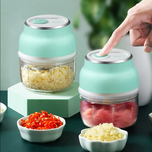 Portable Electric Mini Garlic Cutter Masher Vegetable Fruit Meat Food Chopper Grinder $59.48 Dana Fashion Color: 150ml Dana's Kitchen Overview: 1. This product is easy to use, just press the top button to automatically stir, eliminating the trouble of han