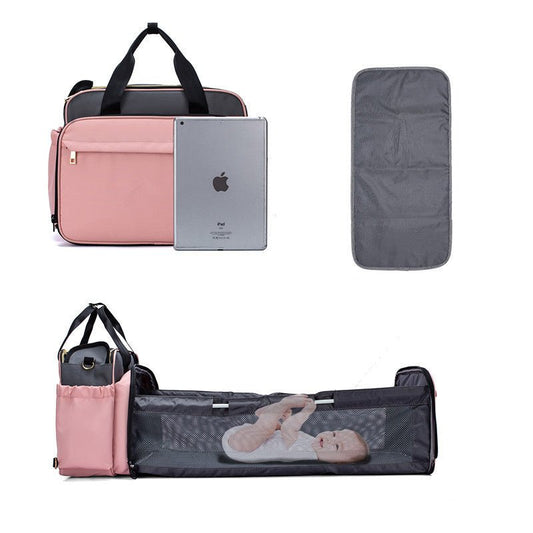 Portable Folding Baby Bed Mummy Bag Portable Messenger Bag $103.25 Dana Fashion Color: Black Baby & Mother Product material: Material: Oxford cloth Details: Mommy bag style: Handbag Mommy bag classification: Suit Maximum load: 15kg Strap function: Multifu