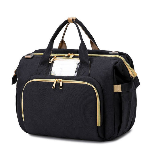 Portable folding crib mummy bag $158.92 Dana Fashion Color: Black Baby & Mother Name: Baby crib portable bag Color classification: green/gray/black Body capacity: 25L Fabric: Oxford cloth Mattress size: length 80cm width 38cm Body size: length 40 cm width