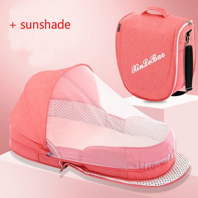 Portable Removable Folding Crib Baby Bed Mammy Bag $135.70 Dana Fashion Color: Pink style: Flagship Baby & Mother Overview: Uterine bionic design, deep sleep Protect your baby's spine Breathable awning cut off mosquito Note: Difference between flagship an
