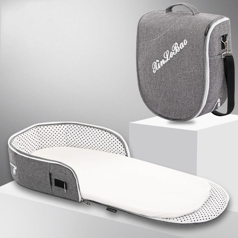 Portable Removable Folding Crib Baby Bed Mammy Bag $124.62 Dana Fashion Color: Grey style: Comfortable Baby & Mother Overview: Uterine bionic design, deep sleep Protect your baby's spine Breathable awning cut off mosquito Note: Difference between flagship