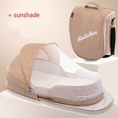 Portable Removable Folding Crib Baby Bed Mammy Bag $135.70 Dana Fashion Color: Khaki style: Flagship Baby & Mother Overview: Uterine bionic design, deep sleep Protect your baby's spine Breathable awning cut off mosquito Note: Difference between flagship a