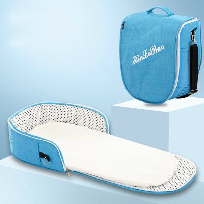 Portable Removable Folding Crib Baby Bed Mammy Bag $124.62 Dana Fashion Color: Blue style: Comfortable Baby & Mother Overview: Uterine bionic design, deep sleep Protect your baby's spine Breathable awning cut off mosquito Note: Difference between flagship