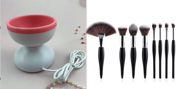 Portable USB Makeup Brush Cleaner Machine Electric Cosmetic Brush Cleaning Washing Tools Automatic Clean Makeup Brushes $40.73 Dana Fashion Color: Suit2 makeup Overview: Quick & Easy to clean Does not damage the brush Mess-free Portable/Easy to carry Prod