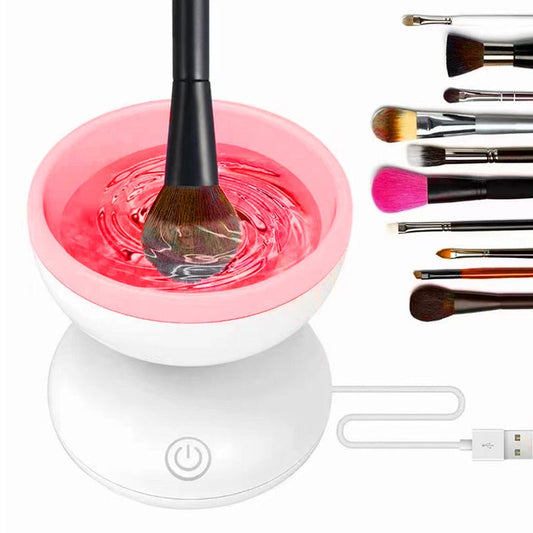Portable USB Makeup Brush Cleaner Machine Electric Cosmetic Brush Cleaning Washing Tools Automatic Clean Makeup Brushes $34.75 Dana Fashion Color: Pink and white makeup Overview: Quick & Easy to clean Does not damage the brush Mess-free Portable/Easy to c
