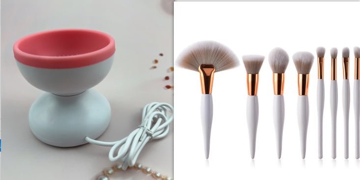Portable USB Makeup Brush Cleaner Machine Electric Cosmetic Brush Cleaning Washing Tools Automatic Clean Makeup Brushes $40.73 Dana Fashion Color: Suit1 makeup Overview: Quick & Easy to clean Does not damage the brush Mess-free Portable/Easy to carry Prod