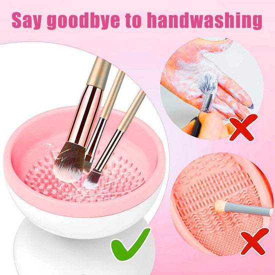 Portable USB Makeup Brush Cleaner Machine Electric Cosmetic Brush Cleaning Washing Tools Automatic Clean Makeup Brushes $34.75 Dana Fashion Color: Pink and white makeup Overview: Quick & Easy to clean Does not damage the brush Mess-free Portable/Easy to c