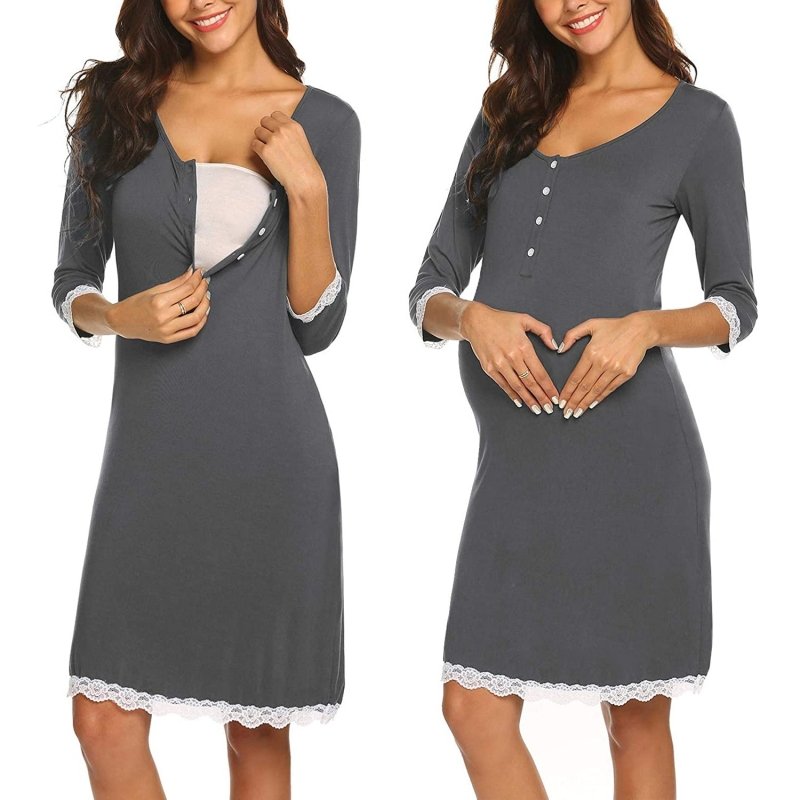 Pregnant Women Breastfeeding Five-point Sleeve Dress $18.29 Dana Fashion Color: Dark gray Size: 2XL Baby & Mother Product information Fabric Name; Polyester Fiber The source Of The Main Picture; There Are Models In Real Shots Supply Category; Spot Style;