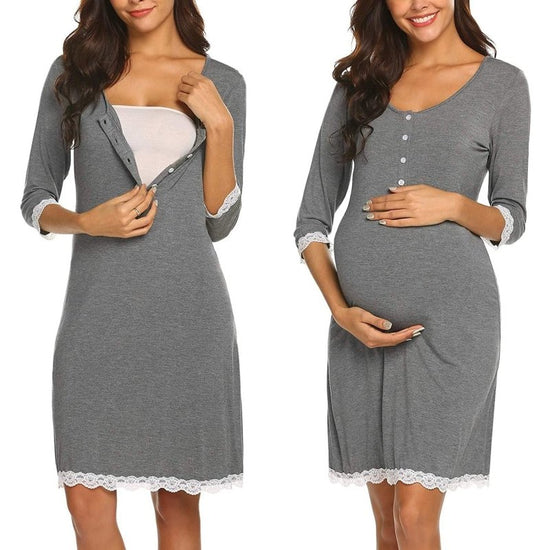 Pregnant Women Breastfeeding Five-point Sleeve Dress $18.29 Dana Fashion Color: Gray Size: 2XL Baby & Mother Product information Fabric Name; Polyester Fiber The source Of The Main Picture; There Are Models In Real Shots Supply Category; Spot Style; OL Co
