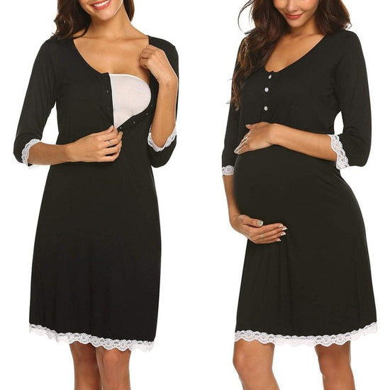Pregnant Women Breastfeeding Five-point Sleeve Dress $18.29 Dana Fashion Color: Black Size: 2XL Baby & Mother Product information Fabric Name; Polyester Fiber The source Of The Main Picture; There Are Models In Real Shots Supply Category; Spot Style; OL C