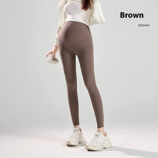 Pregnant Women Outwear Winter Wear Seamless Belly Support Sanding Yoga Pants $55.50 Dana Fashion Color: Milk Coffee Size: L Women's clothing Product information: Thickness: medium Fabric name: Nylon Color: Black brushed, dark gray brushed, milk Brown brus