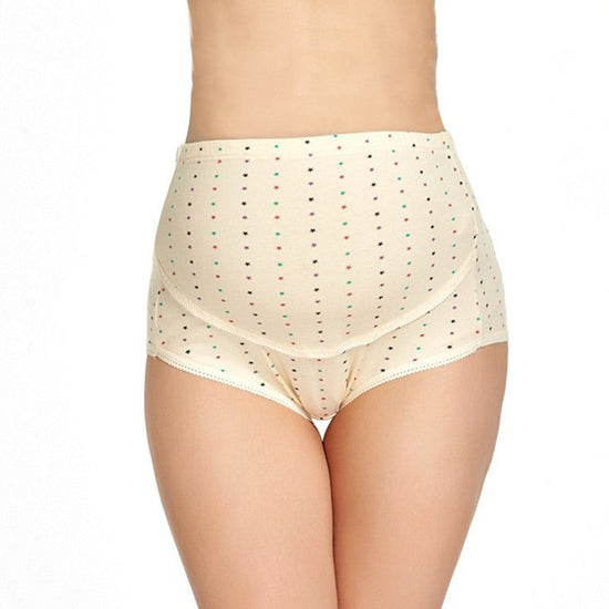 Pregnant women's underwear, stomach lift pants, maternity clothes, cotton, pregnant women's underwear, adjustable high waist pants $9.10 Dana Fashion Color: Green white spot Size: L Baby & Mother size size L XL XXL 3XL abdominal girth(cm) 72 76 80 84 can