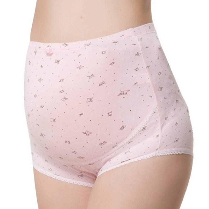 Pregnant women's underwear, stomach lift pants, maternity clothes, cotton, pregnant women's underwear, adjustable high waist pants $9.10 Dana Fashion Color: Small bear powder Size: L Baby & Mother size size L XL XXL 3XL abdominal girth(cm) 72 76 80 84 can