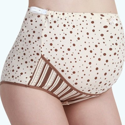 Pregnant women's underwear, stomach lift pants, maternity clothes, cotton, pregnant women's underwear, adjustable high waist pants $9.10 Dana Fashion Color: Green white spot Size: L Baby & Mother size size L XL XXL 3XL abdominal girth(cm) 72 76 80 84 can