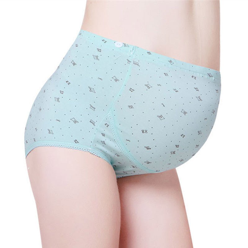 Pregnant women's underwear, stomach lift pants, maternity clothes, cotton, pregnant women's underwear, adjustable high waist pants $9.10 Dana Fashion Color: Small bear blue Size: L Baby & Mother size size L XL XXL 3XL abdominal girth(cm) 72 76 80 84 can s