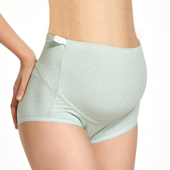 Pregnant women's underwear, stomach lift pants, maternity clothes, cotton, pregnant women's underwear, adjustable high waist pants $9.10 Dana Fashion Color: Green white spot Size: L Baby & Mother size size L XL XXL 3XL abdominal girth(cm) 72 76 80 84 can