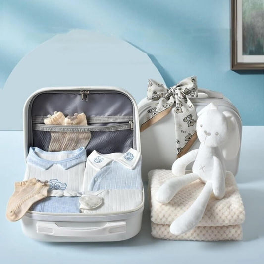 Premium Newborn Gift Box Baby Clothes Set $186.85 Dana Fashion style: Four Seasons Blue 21pcs Baby Clothing Product information: Fabric：Pure cotton (100%) Combination form： Clothing + Supplies Material composition： 100% cotton Style： Princess Applicable a