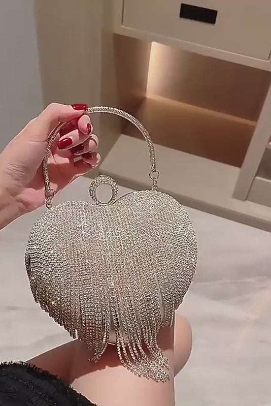 Women's Tassel Inlaid Diamond Handbag $79.00 Dana Fashion Color: Black Women's Bags Product information: Product category: dinner bag Material: metal Applicable scenario: daily collocation Lining texture: polyester Luggage trend style: tassel bag Internal